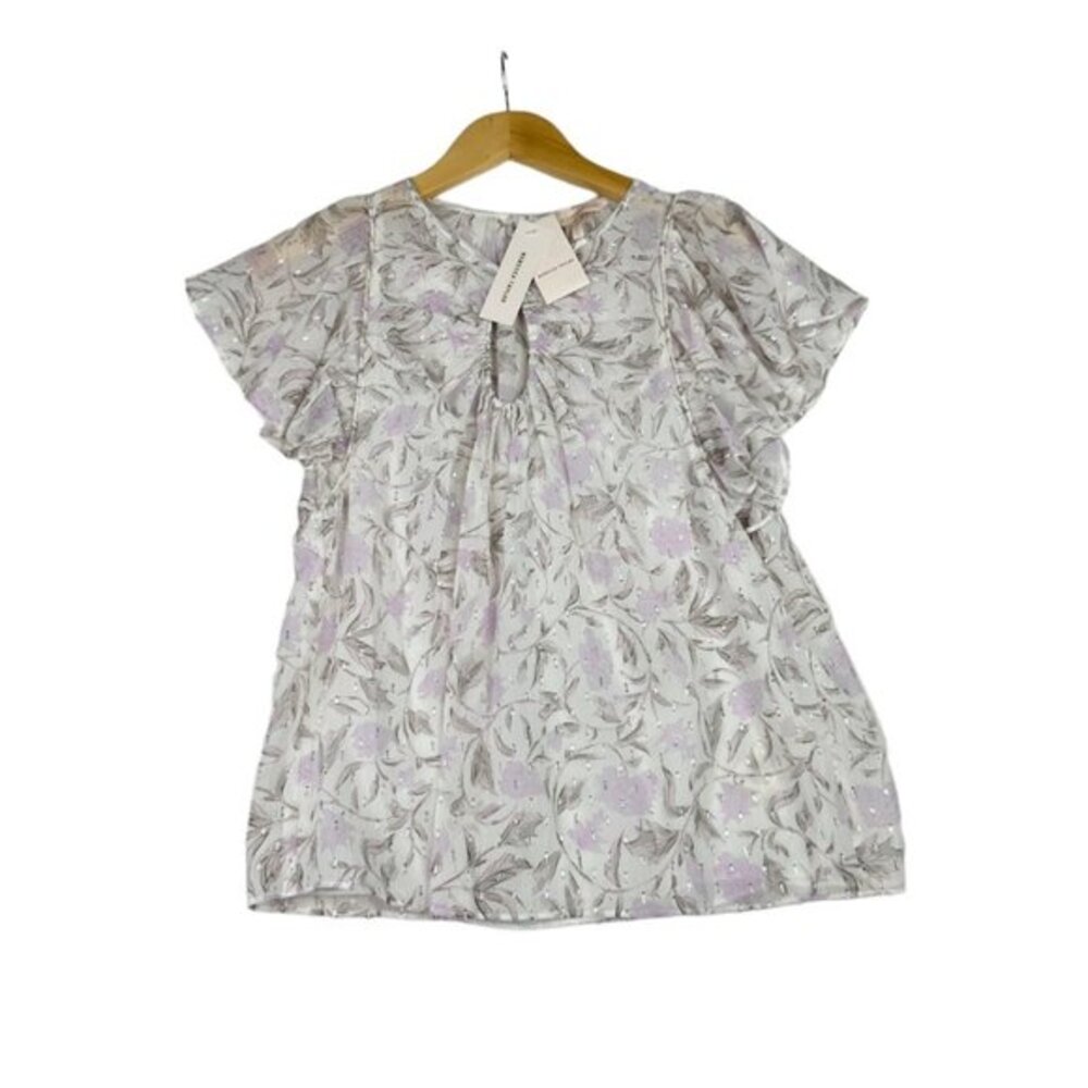 NWT Rebecca Taylor Zadie Floral Silk Blend Top sz 6‎ Cream